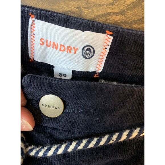 Sundry‎ Trousers Anthropologie Womens Striped Navy Corduroy  Size 30 Pants - Picture 7 of 12